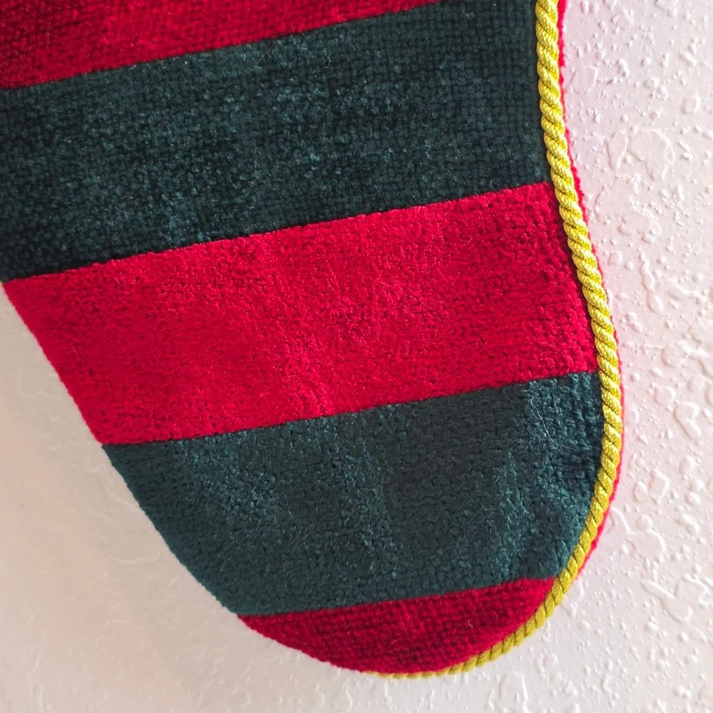 CLEARANCE‎ 💲6️⃣ Christmas Stocking Red Green Stripe Gold Cord